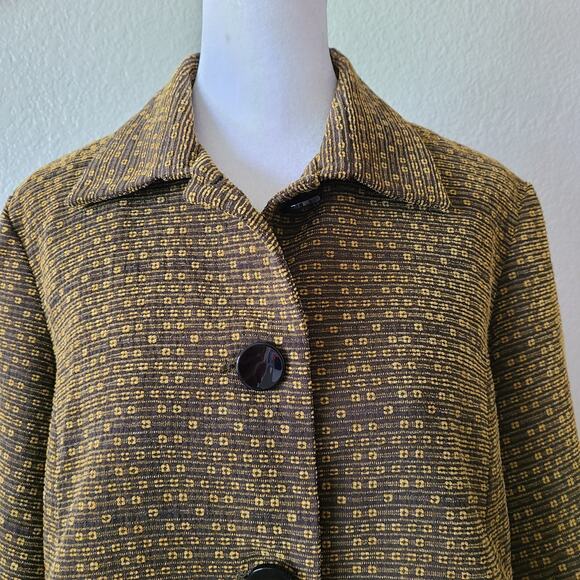 Vtg‎ Coldwater Creek Women Corduroy Car Coat Jacket PM Petite Medium Gold Black - Picture 7 of 10